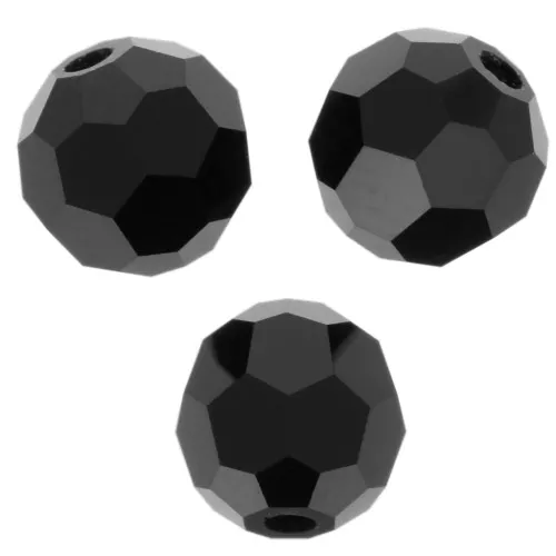 5mm Preciosa Crystal Round Faceted Beads - Jet x15
