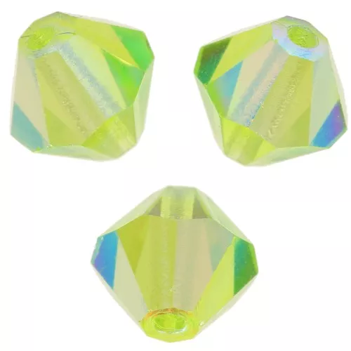 6mm Preciosa Crystal Bicones - MC Bead Rondell - Limecicle AB x12