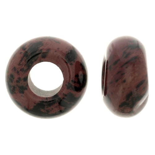 14mm Round large hole donut bead - imitation gemstone - Jasper Golden Swan x1