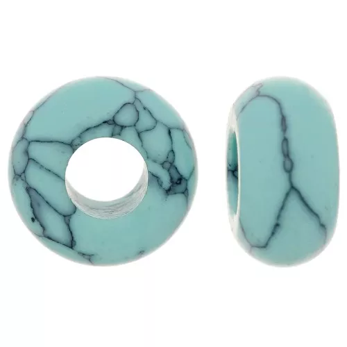 14mm Round large hole donut bead - imitation gemstone - Turquoise x1