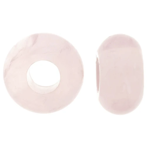 14mm Round large hole donut bead - gemstone - Rose Quartz x1