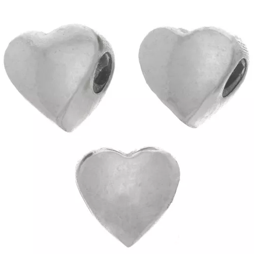 5.5mm 925 Sterling Silver heart-shaped stopper bead with 1.5mm hole x1
