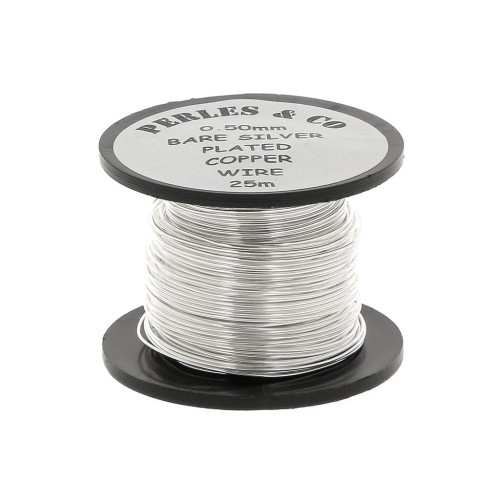 Copper wire 0.50mm Silver tone x 25 m