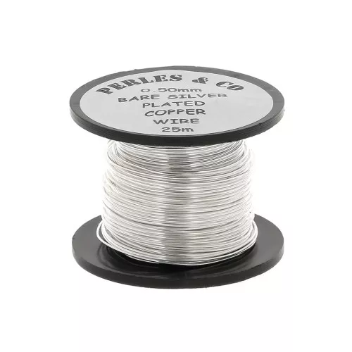 Copper wire 0.50mm Silver tone x 25 m
