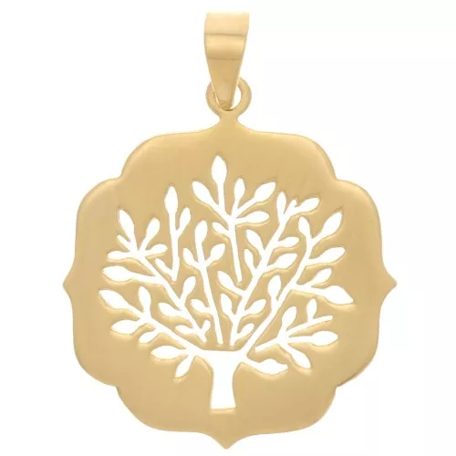 29.5x26mm Tree of Life openwork pendant - Fine Gold plated x1