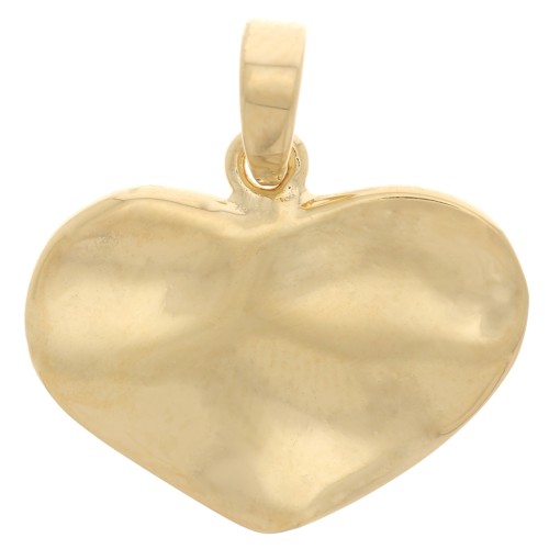 16.5x20mm Hammered Heart Pendant - Fine Gold plated x1