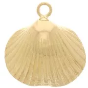 17x15.5mm 925 Sterling Silver shell Pendant - Fine Gold Pated x1