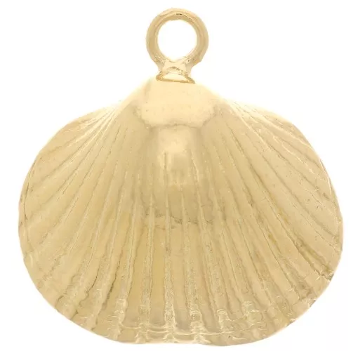 17x15.5mm 925 Sterling Silver shell Pendant - Fine Gold Pated x1