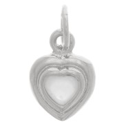13x9mm Heart charm with mother of pearl - Fine Silver plating x1|raw }}