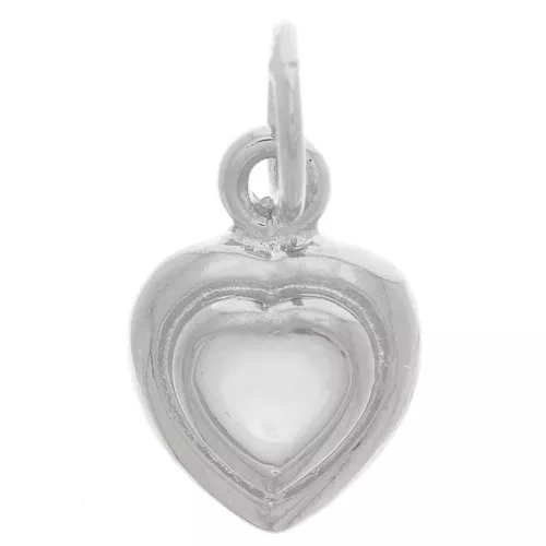 13x9mm Heart charm with mother of pearl - Fine Silver plating x1