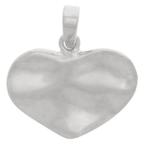 16.5x20mm Hammered Heart Pendant - Fine Silver plating x1
