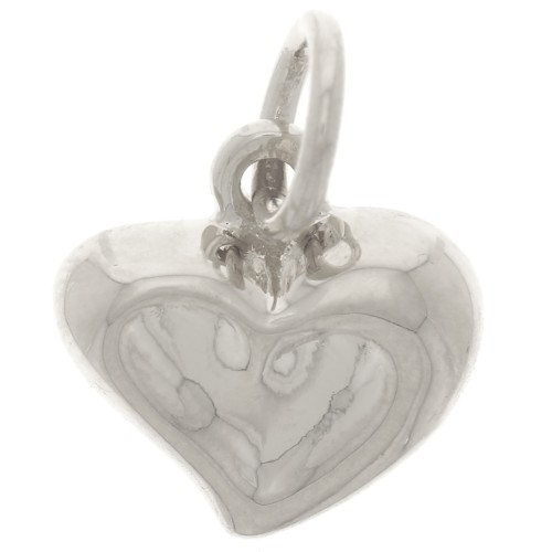 12mm curved Charm heart - Fine silver plating x1