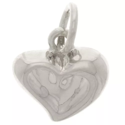 12mm curved Charm heart - Fine silver plating x1