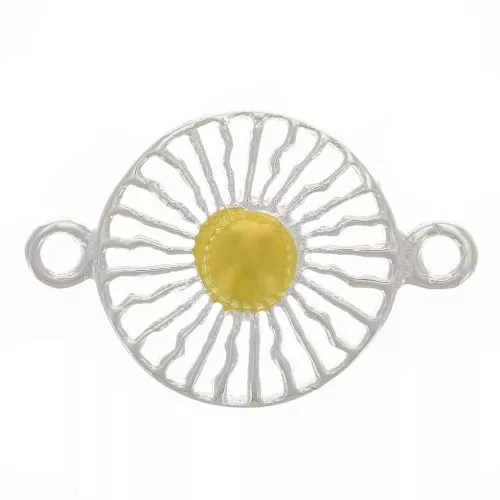 10mm 925 Sterling Silver Round Spacer - sun pattern - Fine Gold plated x1