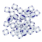 Preciosa Striped Seed Beads 2/0 - 6 mm - White - Blue x20g