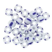 Preciosa Striped Seed Beads 2/0 - 6 mm - White - Blue x20g