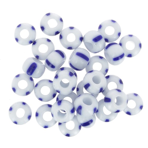 Preciosa Striped Seed Beads 2/0 - 6 mm - White - Blue x20g