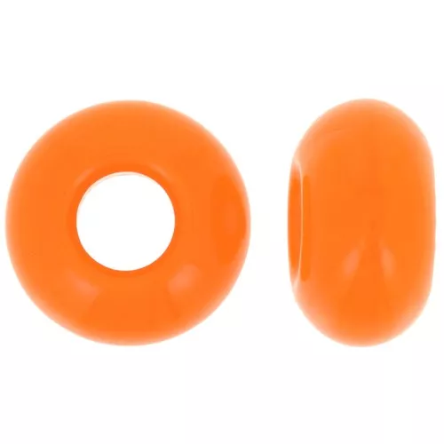 14mm Large hole Donut bead - Opaque Orange x10