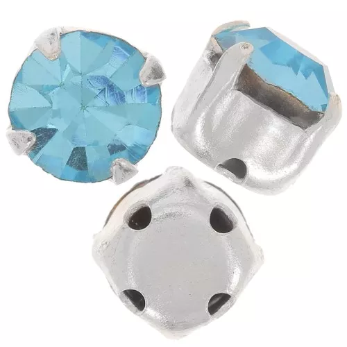 Chatons montés 6mm Aquamarine x5
