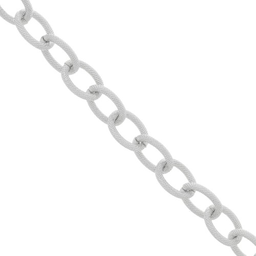 12.5mm Aluminium diamond effect cable mesh chain - open links - Rhodium x1m