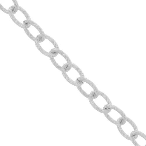 12.5mm Aluminium diamond effect cable mesh chain - open links - Rhodium x1m