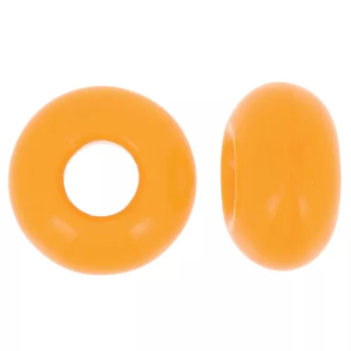 14mm Large hole Donut bead - Opaque Light Orange x10