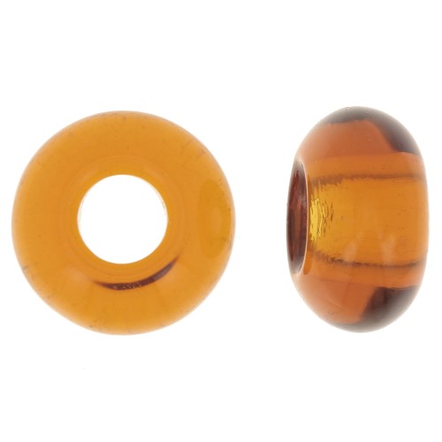 14mm Large hole Donut bead - Amber x10