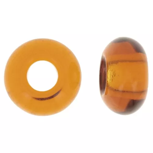 14mm Large hole Donut bead - Amber x10