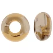14mm Large hole Donut bead - Brown - Marbled Beige x10