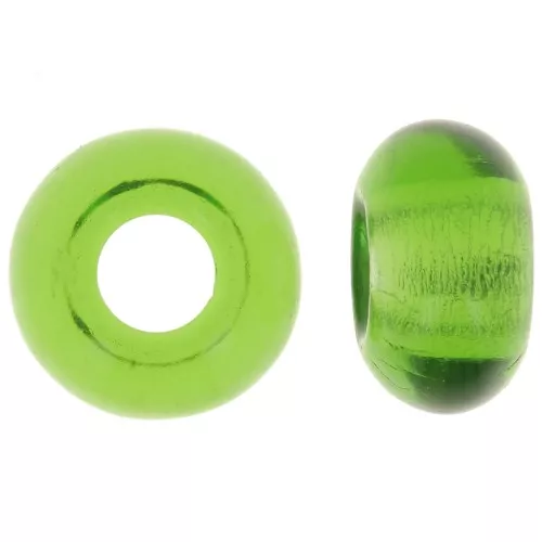 14mm Large hole Donut bead - Green x10