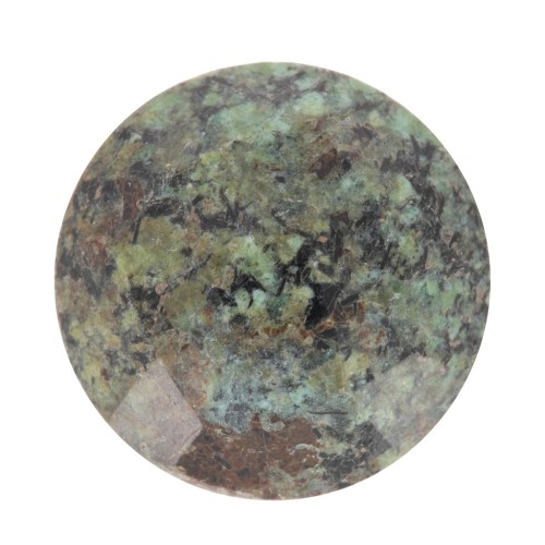 10mm Round faceted gemstone cabochon - African Turquoise - Jasper x1