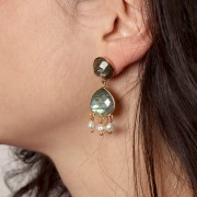 12mm Round faceted gemstone cabochon - Labradorite x1