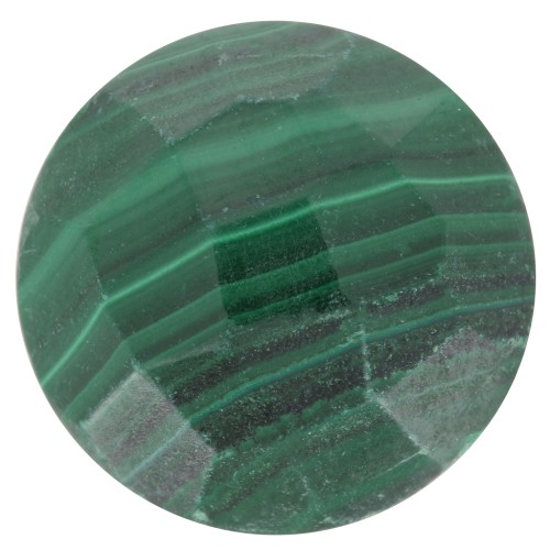 12mm Round faceted gemstone cabochon - Malachite x1