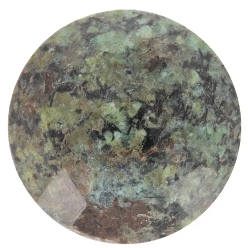 12mm Round faceted gemstone cabochon - African Turquoise - Jasper x1