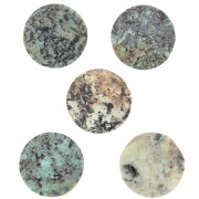 12mm Round faceted gemstone cabochon - African Turquoise - Jasper x1