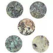 12mm Round faceted gemstone cabochon - African Turquoise - Jasper x1