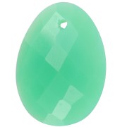 20x15mm Oval faceted gemstone pendant - Chrysoprase x1