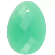 20x15mm Oval faceted gemstone pendant - Chrysoprase x1