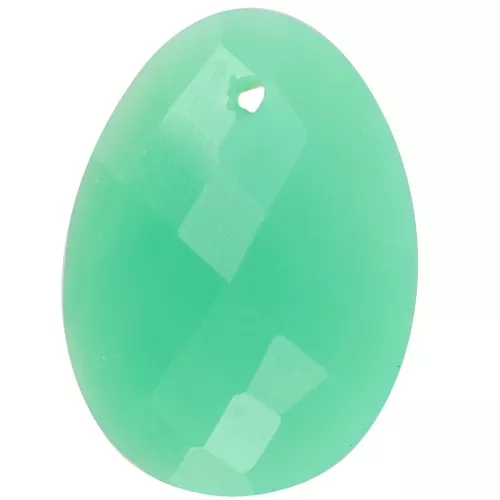 20x15mm Oval faceted gemstone pendant - Chrysoprase x1