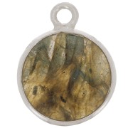 11mm 925 Sterling Silver Round Charm - Gemstone - Labradorite x1|raw }}