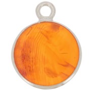 11mm 925 Sterling Silver Round Charm - Gemstone - Cornaline x1|raw }}