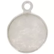 11mm 925 Sterling Silver Round Charm - Gemstone - Moonstone x1