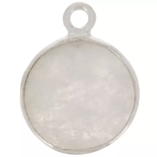 11mm 925 Sterling Silver Round Charm - Gemstone - Moonstone x1