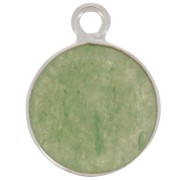 11mm 925 Sterling Silver Round Charm - Gemstone - Aventurine x1|raw }}