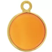 11mm 925 Sterling Silver Round Charm - Gemstone - Gold Plated - Cornaline x1