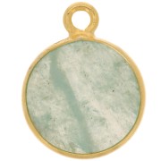 11mm 925 Sterling Silver Round Charm - Gemstone - Gold Plated - Amazonite x1|raw }}