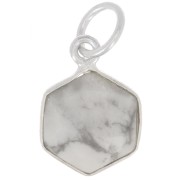 15x11mm 925 st. silver hexagon faceted Pendant gemstone - Howlite x1|raw }}