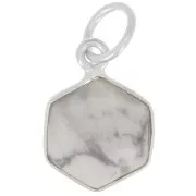 15x11mm 925 st. silver hexagon faceted Pendant gemstone - Howlite x1
