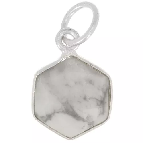 15x11mm 925 st. silver hexagon faceted Pendant gemstone - Howlite x1