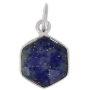 15x11mm 925 st. silver hexagon faceted Pendant gemstone - Lapis lazuli x1